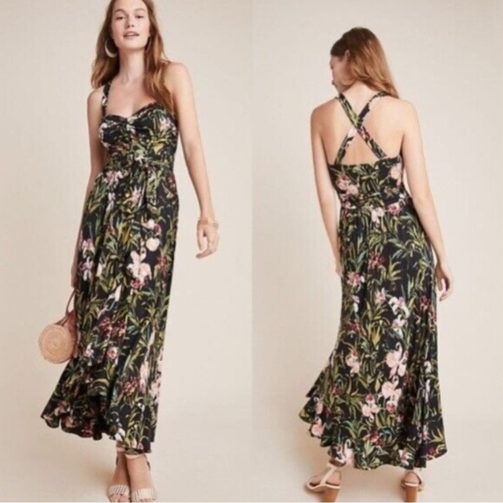 Anthropologie Maeve Gabriela Floral Maxi Dress Ruffle